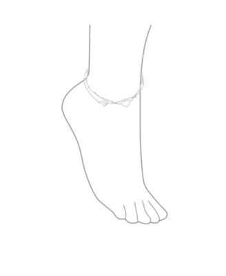 Love Double Strand Two Hearts Anklet Ankle Bracelet Sterling Silver Adjustable