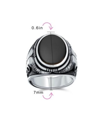 Men's Signet Western Texas Longhorn Skull Ring Sterling Silver