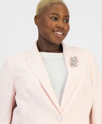 Plus Size Embellished Peak-Lapel Blazer