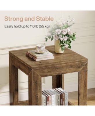 20" Rustic Farmhouse End Table with Storage Shelf for Bedroom or Living Room