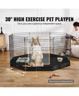 Dog Playpen, 8-Panel 30"H x 24"W Foldable Metal Exercise Pen w/ Door & 600D Oxford Bottom Pad, Indoor/Outdoor Pet Fence
