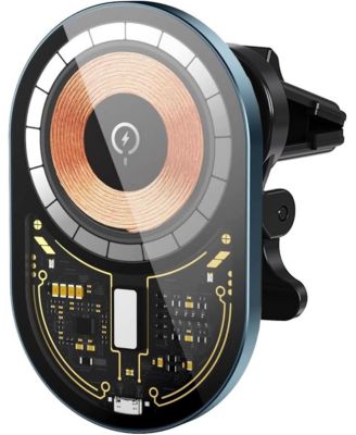 Wireless Car Charger, 15W Fast Charging 360 Degree LED Car Charger Phone Holder Phone Holder for Apple Fast Charging