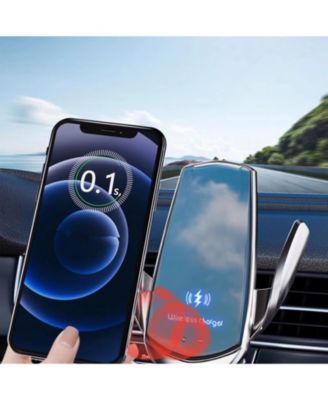 Wireless car charger, car induction, 15W wireless charger, car vent mounting bracket, fast charging,vent phone holder, silver