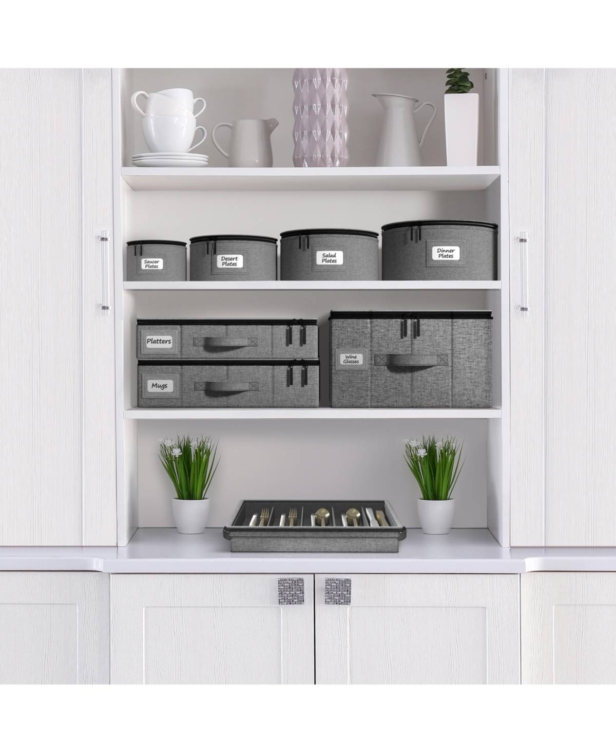 Sorbus 6-Piece Stackable Plate Carrier Set for Dinnerware, Plate Organization and Storage with Felt Plate Protector