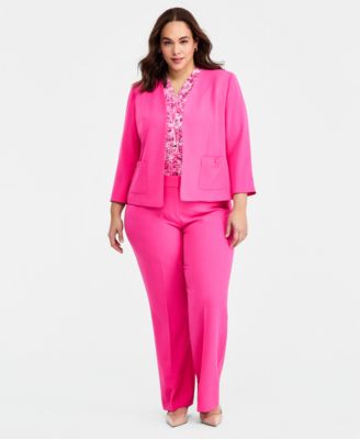 Plus Size Seamed Patch-Pocket Cardigan Jacket