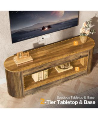 TV Stand with Storage for TV, 2-Tier Farmhouse Television Stands, Entertainment Center Media Console
