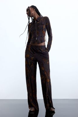 Women's Flocked Zipper T-shirt