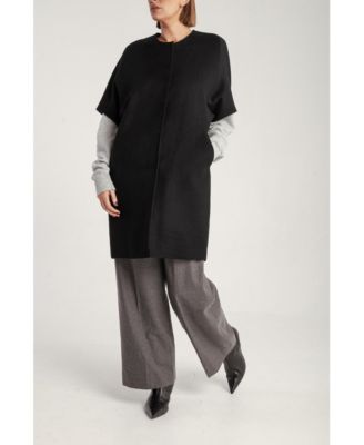 Women's Cashmere Short Sleeve Crew Neck Coat