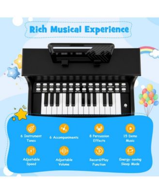 Kids Digital Piano Keyboard with Lighted Teaching Mode and Stool