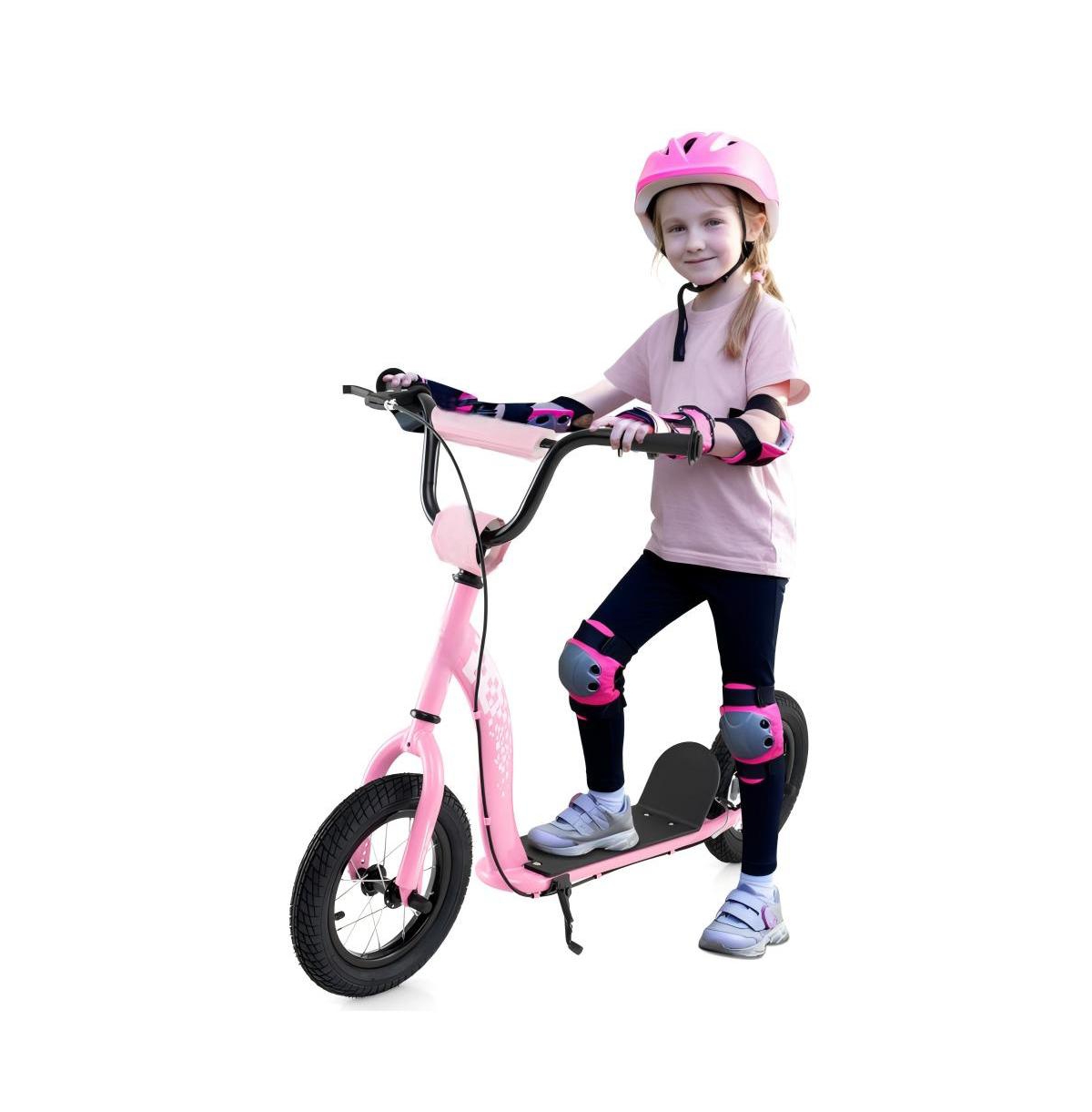 Hongge Adjustable Kick Scooter with Inflatable Tires and Rear Brake