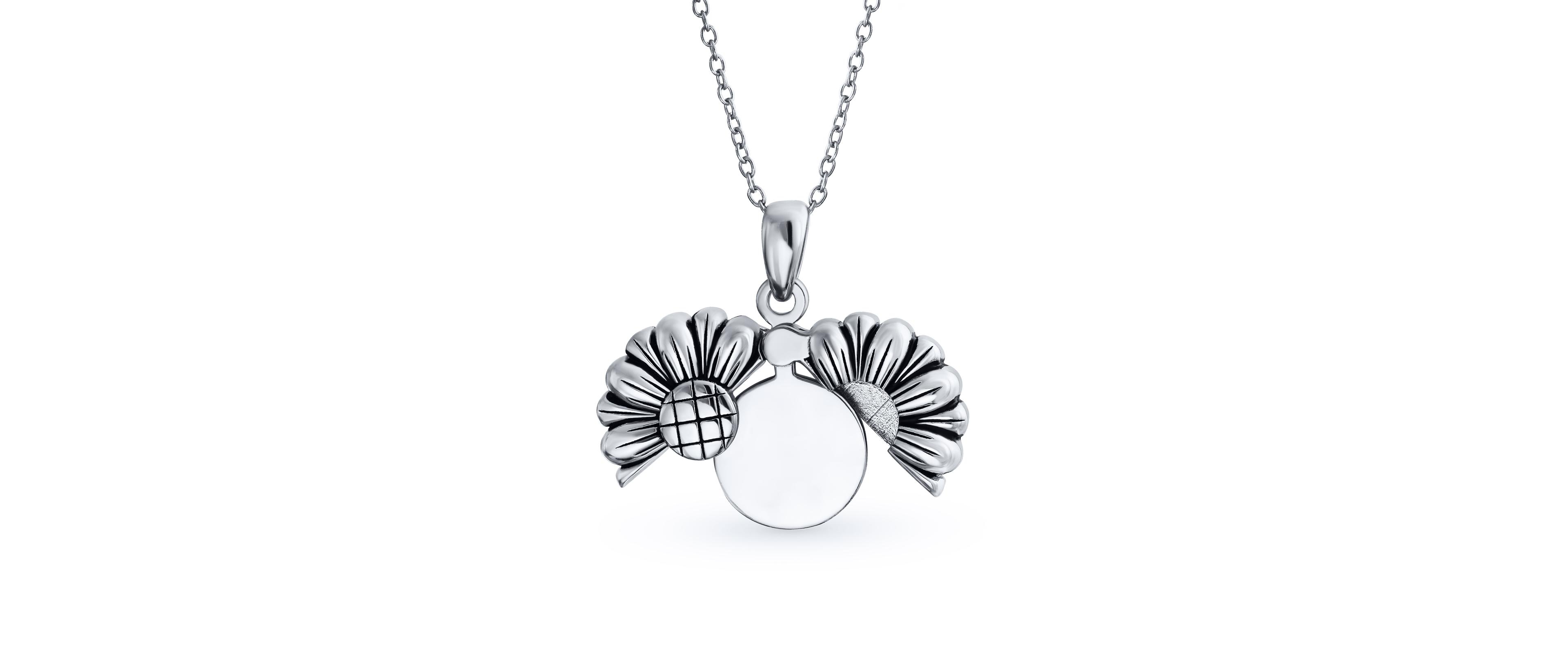 Bling Jewelry Sunflower Open Locket Pendant 925 Sterling Silver
