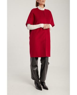 Women's Cashmere Short Sleeve Crew Neck Coat