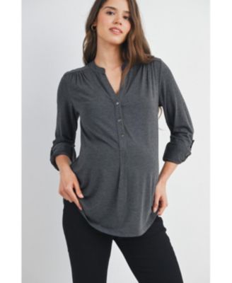 Maternity Henley V Neck Nursing Top