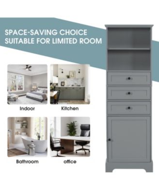 Bathroom Storage Cabinet, with 3 Drawers and Adjustable Shelves, Modern Cabinet