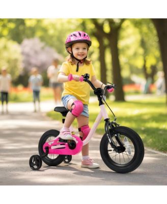 Kids Adjustable Training Bicycle with Dual Brake System Rubber Tires and Safety Features