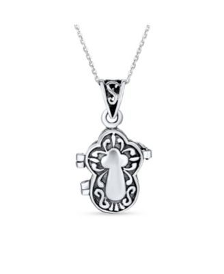 Religious Cross Prayer Box Locket Pendant Momenta Holder Sterling Silver