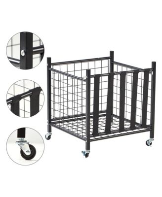 Sports Equipment  Heavy-Duty Storage Cart with Wheels and Elastic Straps