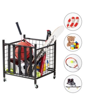 Sports Equipment  Heavy-Duty Storage Cart with Wheels and Elastic Straps
