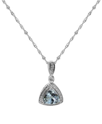 Aquamarine (1-3/8 ct. t.w.) & Diamond (1/10 ct. t.w.) Pendant Necklace in 14k White Gold