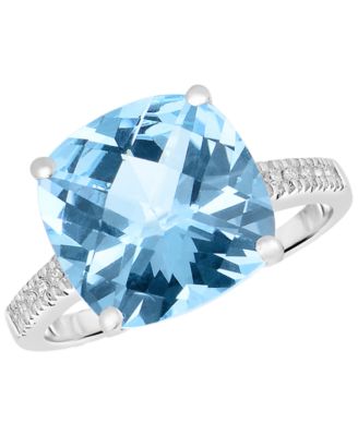 Blue Topaz (7 ct. t.w.) & Diamond (1/20 ct. t.w.) Ring in 14k White Gold