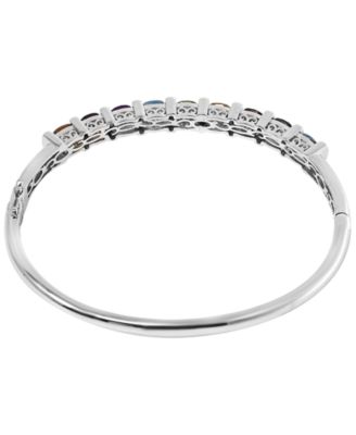 Multi-Stone (4-1/2 ct. t.w.) & Diamond (1/10 ct. t.w.) Bangle Bracelet in Sterling Silver