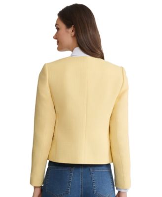 Women's Four Button Jewel Neck Tweed Jacket