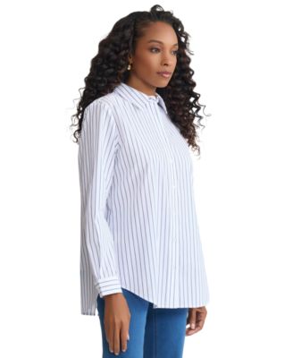 Women's Long-Sleeve Stripe Button Front Shirt
