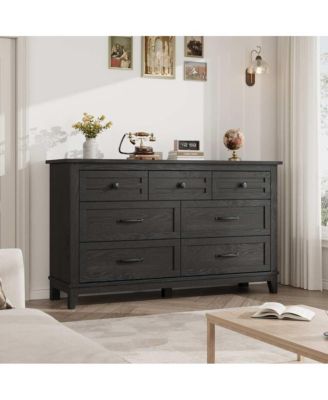 7-Drawer Modern Dresser Bedroom Storage Cabinet, Wide Freestanding Wooden Closet Chest for Living Room, Entryway, Bedroom