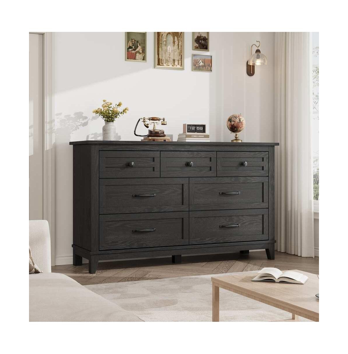 gaomon 7-Drawer Modern Dresser Bedroom Storage Cabinet, Wide Freestanding Wooden Closet Chest for Living Room, Entryway, Bedroom