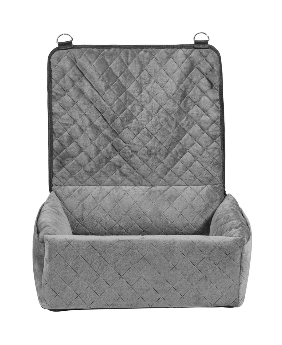 Cozito Dog Car Booster Seat w/ Storage Pocket & Safety Leash, Sponge + Pp Cotton Fill, Dog Car Bed for Small/Medium Dogs up to 40 lb, Gray