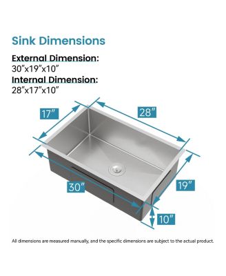 30inch Drop In Undermount Single Bowl Brushed Nickel 304 Stainless Steel Kitchen Sink LS SSBR05 with US Standard Drain and Hook