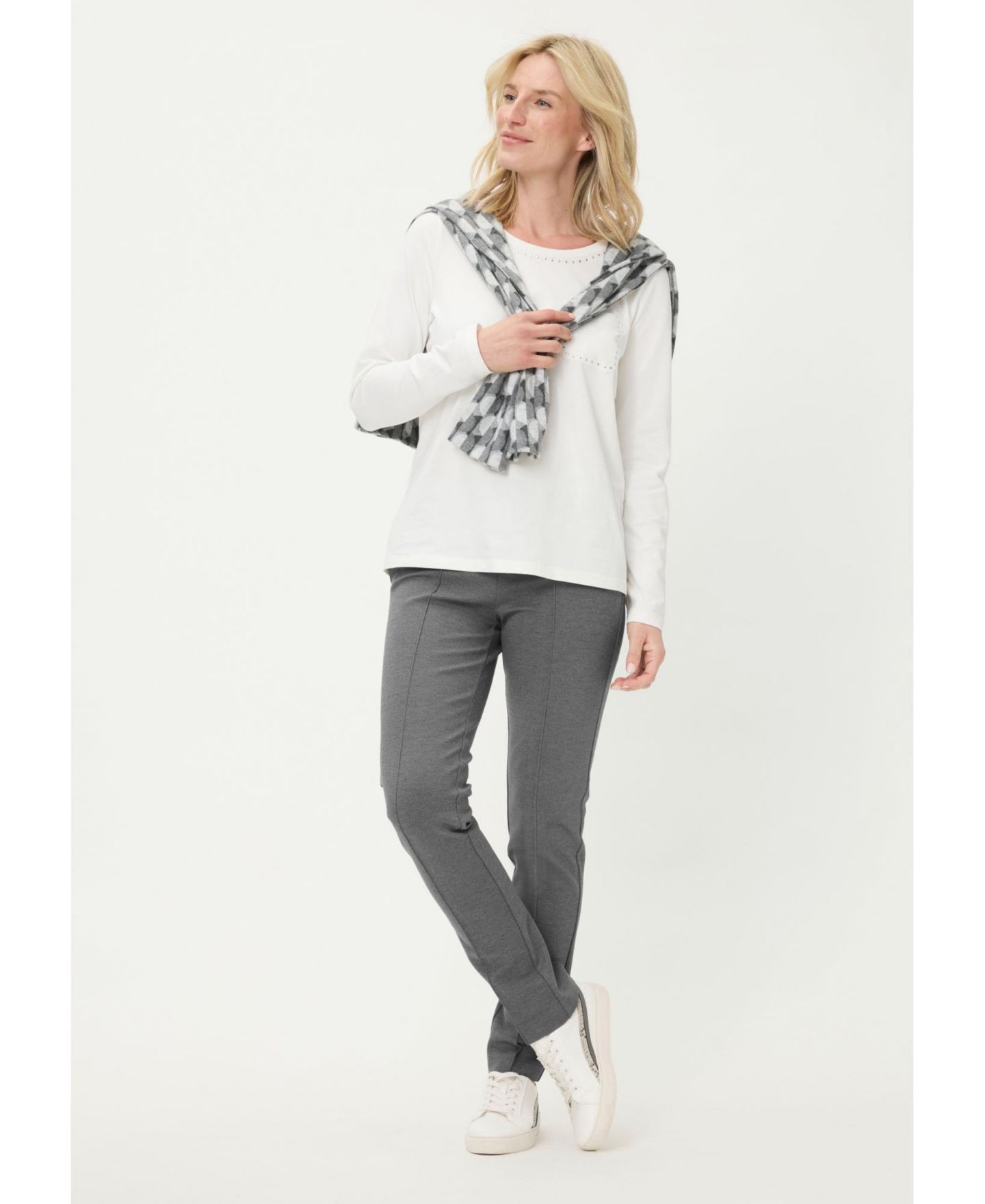 Женские брюки Olsen Pia Fit Stretch, цвет: Серый каменный меланжевый — фото 6