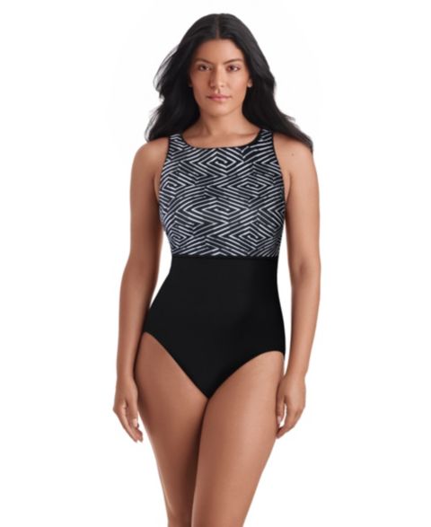 Женские купальники ShapeSolver Sport Women's Binded Crewneck One-Piece Swimsuit