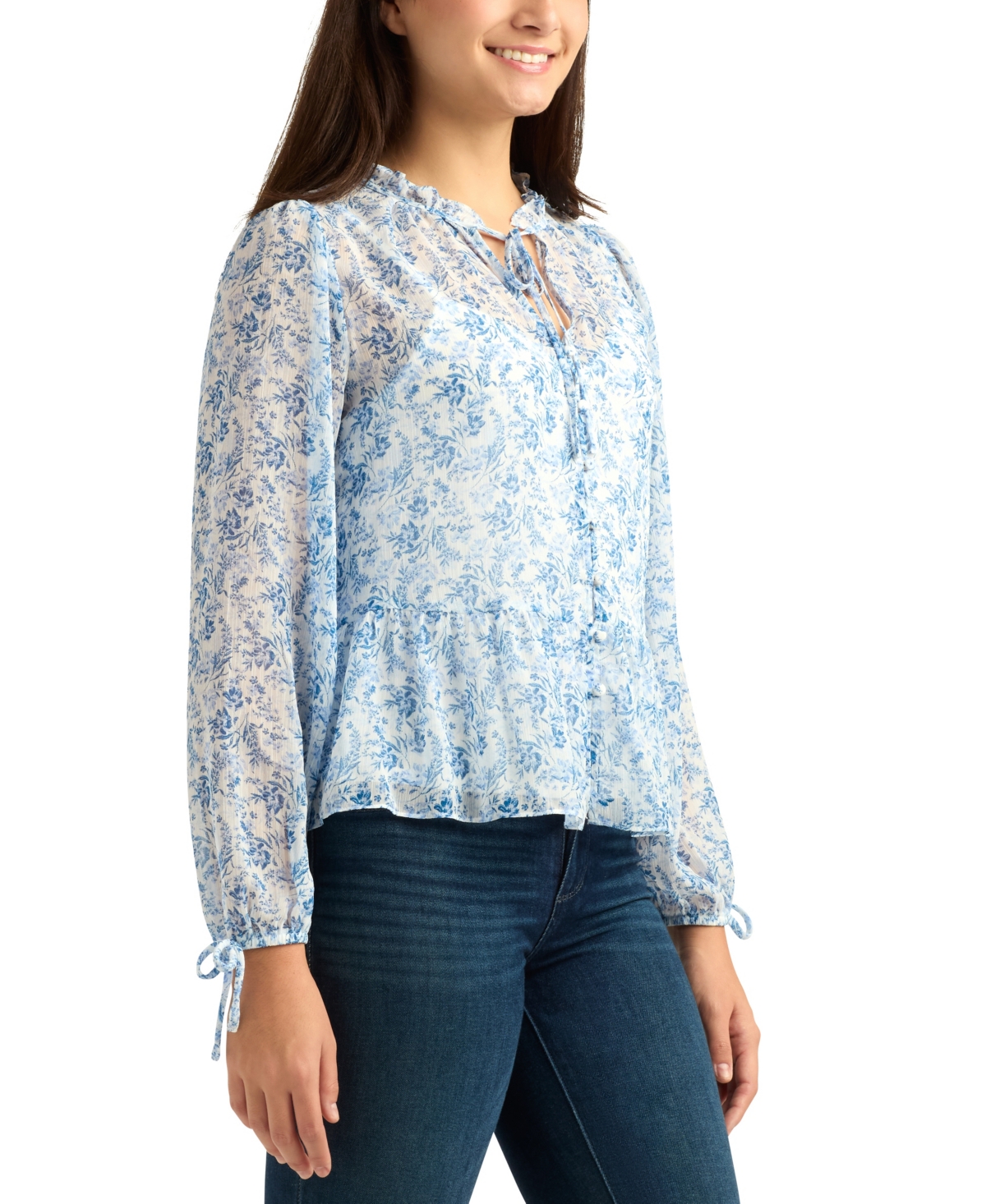 Bcx Juniors' Yoryu Printed Long-Sleeve Top