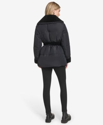 Women's Emerson Mixed Media Belted Wrap Coat