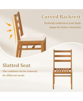 Solid Acacia Wood Patio Chairs, Armless, Set of 2