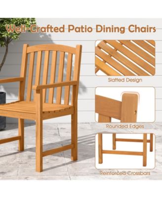 Outdoor Patio Chairs Set of 2 with Slatted Seat for Porch
