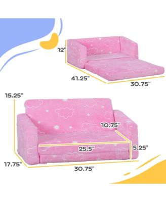 2 in 1 Kids Play Couch with Glow in the Dark Cloud Pattern,