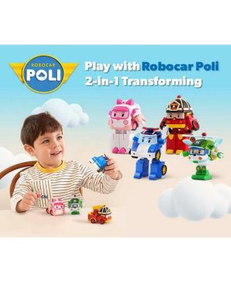 2PCS 4" Transforming Robots (POLI & AMBER) - Emergency Rescue Vehicle Action Figures | Kids Educational Pretend Play Toy