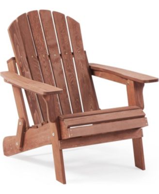 Oversize Wooden Outdoor Folding Adirondack Chair with Pre-Assembled BackRest & SeatBoard, Wood Patio Chair for Garden Backyard Porch Pool Deck Firepit