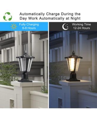 15 Inch Solar Powered Outdoor Lantern with Adjustable Brightness for Garden and Pathway 2-Pack