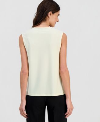 Petite Crew Neck Sleeveless Blouse Top