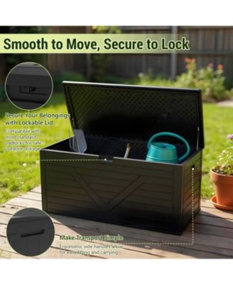 260 Gal Patio Waterproof Resin Deck Box Lockable Outdoor Storage Garden Tools