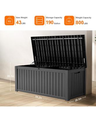 190 Gallon Patio Waterproof Resin Deck Box Lockable Outdoor Storage Garden Tools