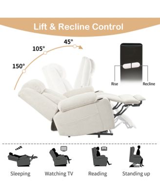 Power Lift Recliner Chair for Elderly, Fabric Lift Chairs for Living Room w/ Extended Footrest, Classic Single Sofa