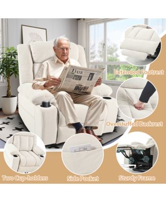 Power Lift Recliner Chair for Elderly, Fabric Lift Chairs for Living Room w/ Extended Footrest, Classic Single Sofa