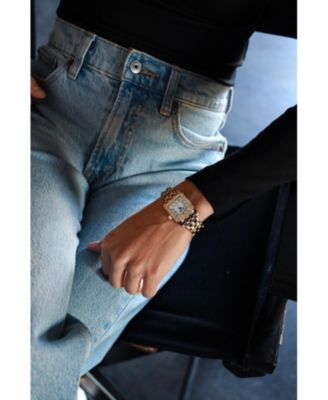 Women's  24mm Gold Tank Panther Link Bracelet Watch