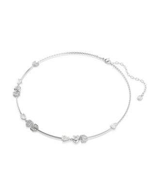 Heart with Arrow, White, Rhodium Plated Idyllia Necklace