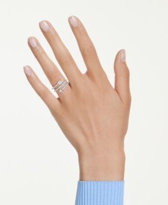 Mixed Cuts, Arrow, White, Rhodium Plated Idyllia Motif Ring