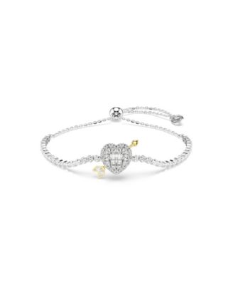 Mixed Cuts, Heart with Arrow, White, Rhodium Plated Idyllia Bracelet